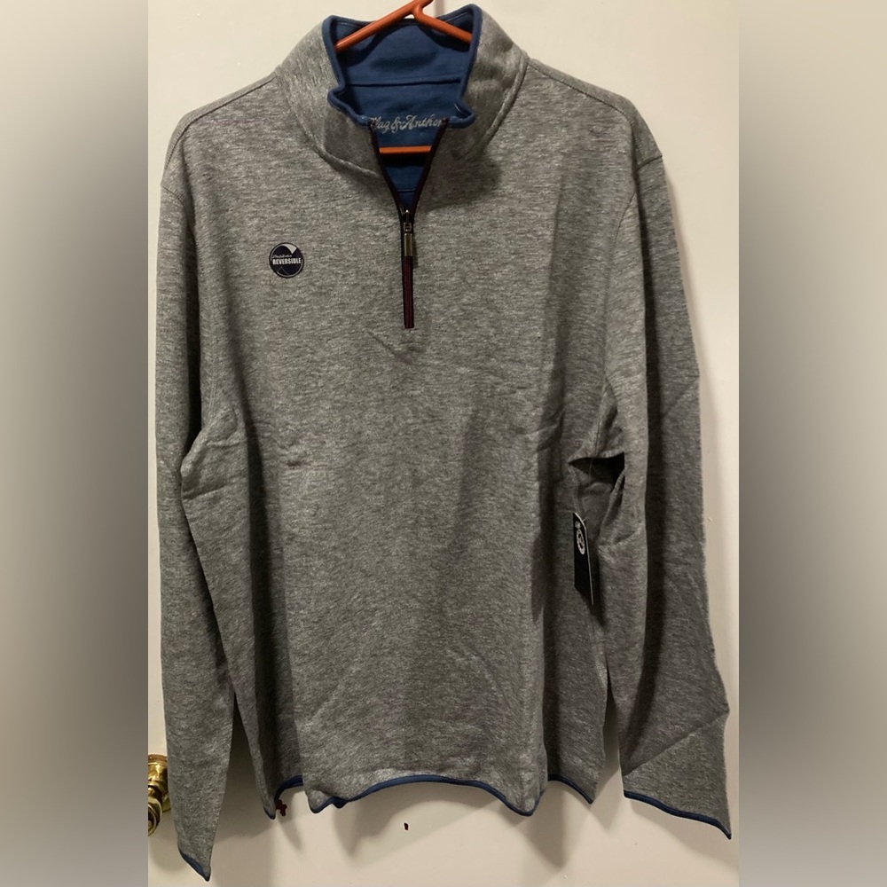 Flag & Anthem Reversible Men's Gray And Navy Blue Quarter-Zip Sweater Size XL